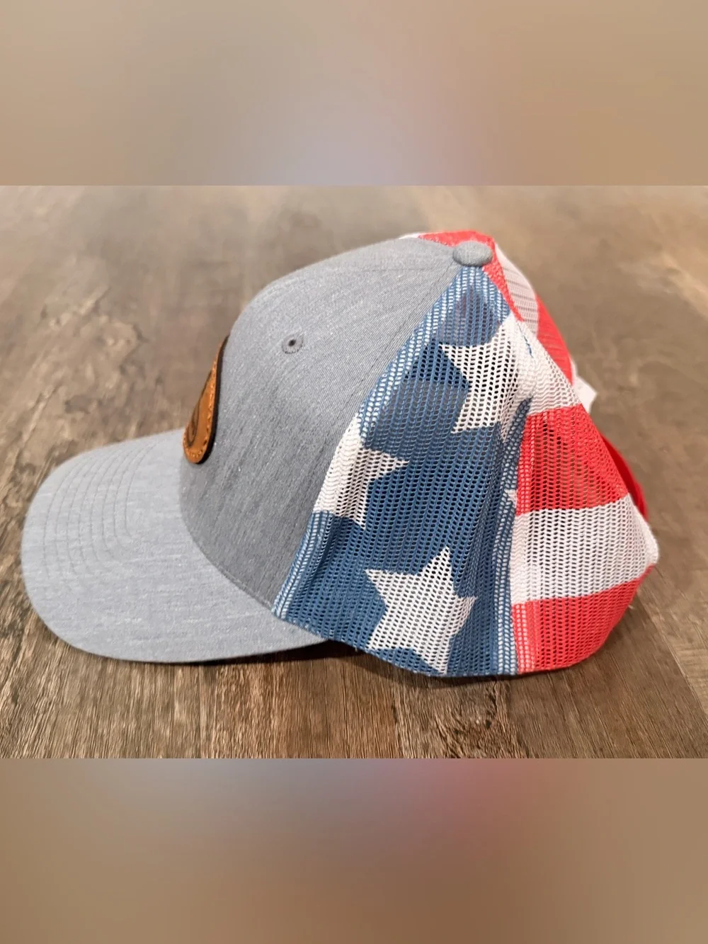 Men's Blue  Patch Trucker Hat with Red & Blue Mesh TMFG Outfitters